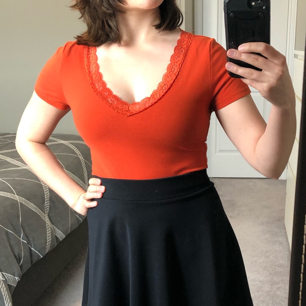 ⭐️ Free Add-On ⭐️ Orange Bodysuit V-Neck T-Shirt